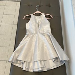 Girls silver sparkle Dolls and Divas Couture party dress with rhinestone trim
